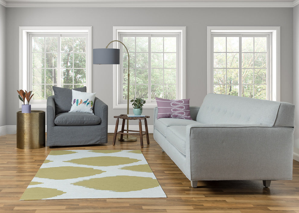 Web of Ikat Soft Chenille Area Rug, Yellow, 4'x6'