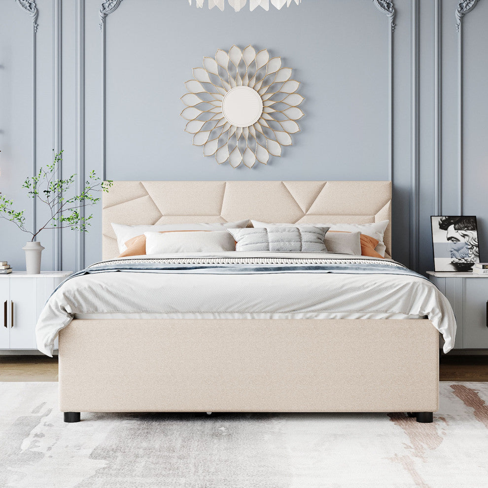 Gewnee Queen Size Upholstered Platform Bed in