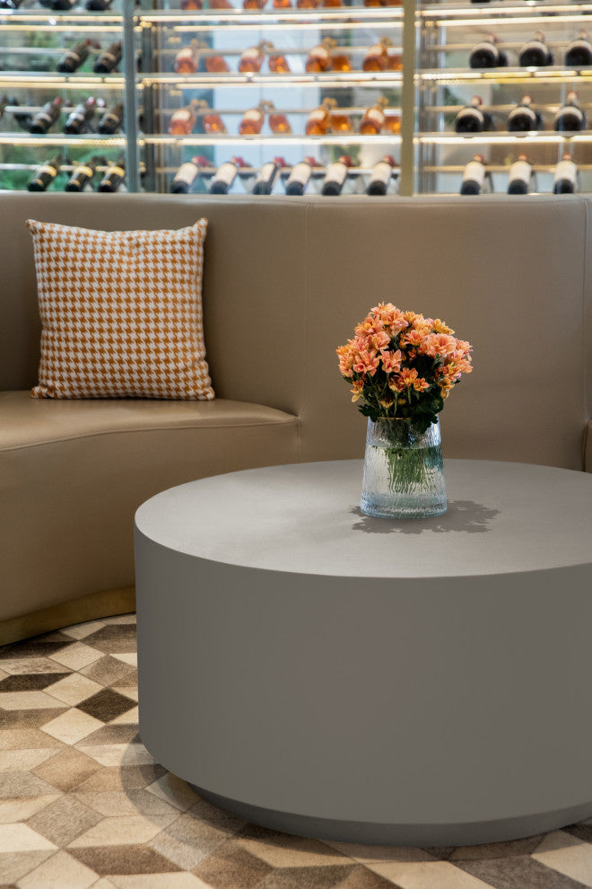 Rome 34" Round Concrete Coffee Table, Space Grey