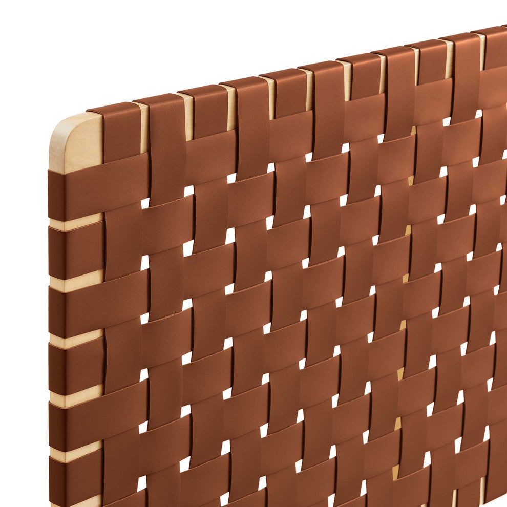 Sparta Weave Vegan Leather Full Headboard, Natural Brown