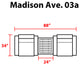 kathy ireland Madison Ave. 3 Piece Aluminum Patio Furniture Set 03a, Onyx