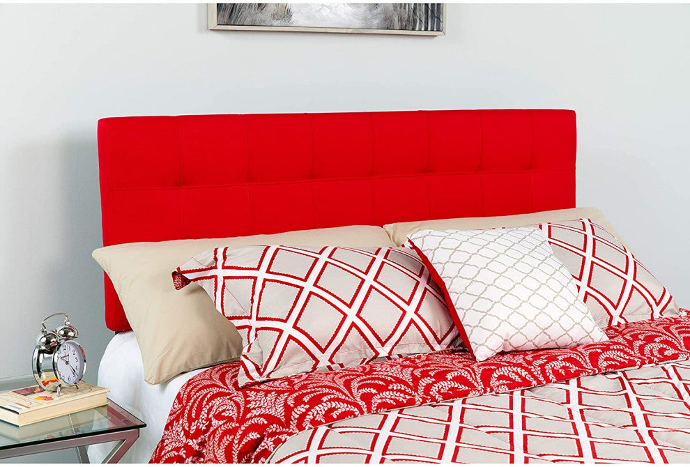 Contemporary Tufted Upholstered Headboard, Red, King