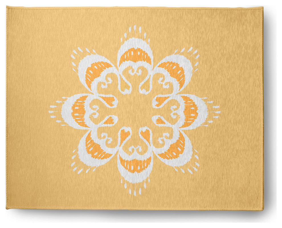 Ikat Mandala Chenille Rug, Sunshine Yellow, 8'x10'