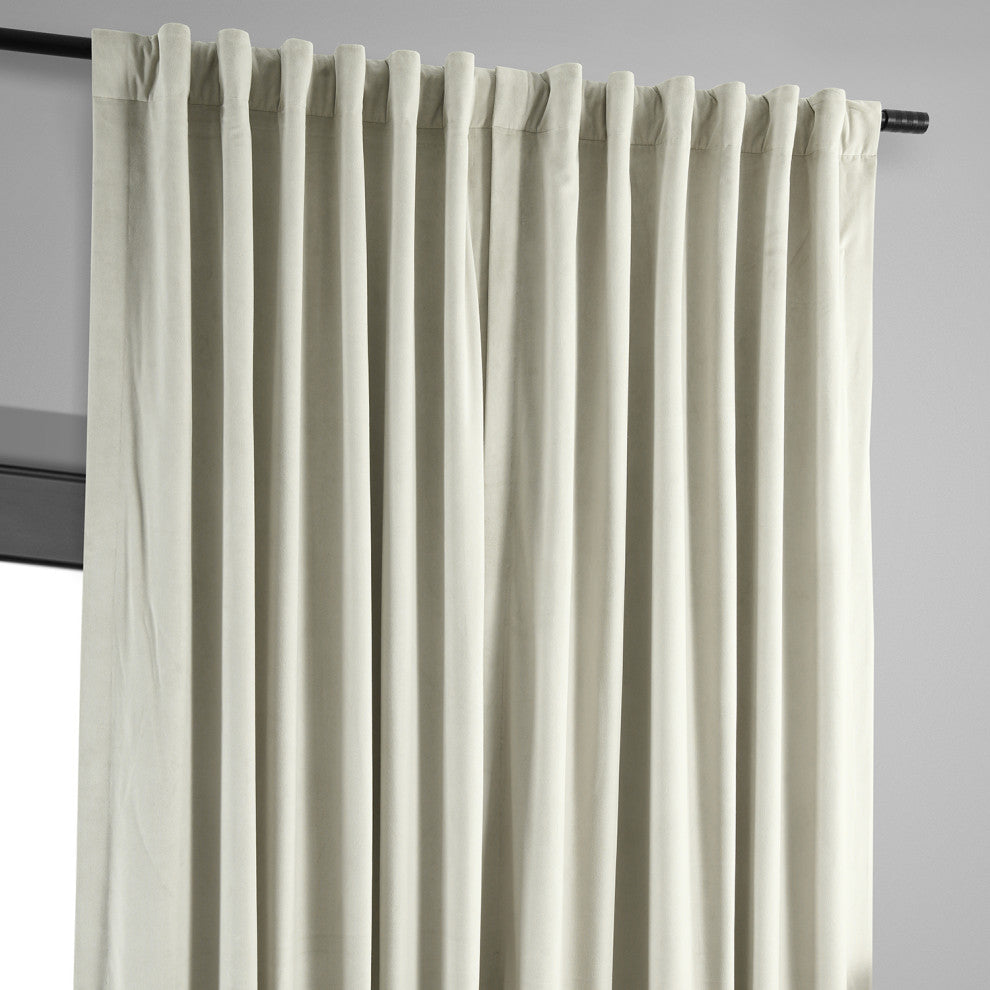 Signature Warm Off White Doublewide Blackout Velvet Curtain Panel, 100x108