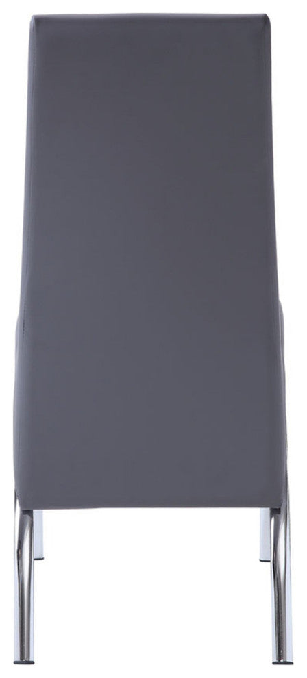 Set of 2 PU Upholstered Side Chair, Gray/Chrome Finish