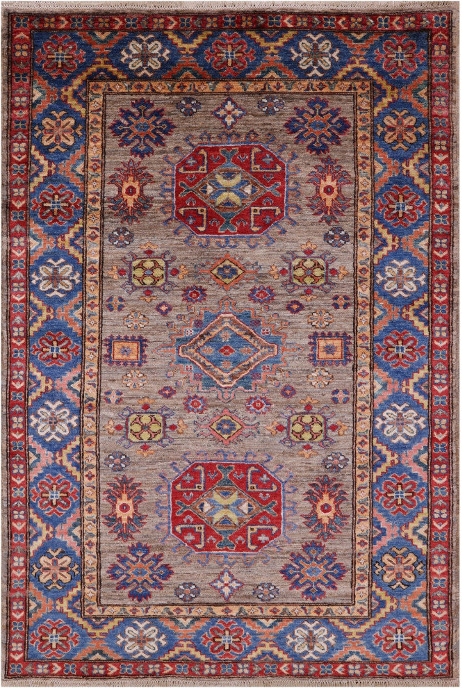 3' 10" X 5' 10" Super Kazak Hand Knotted Wool Rug Q7507