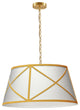 White & Gold Transitional Pendant With Aged Brass Metal