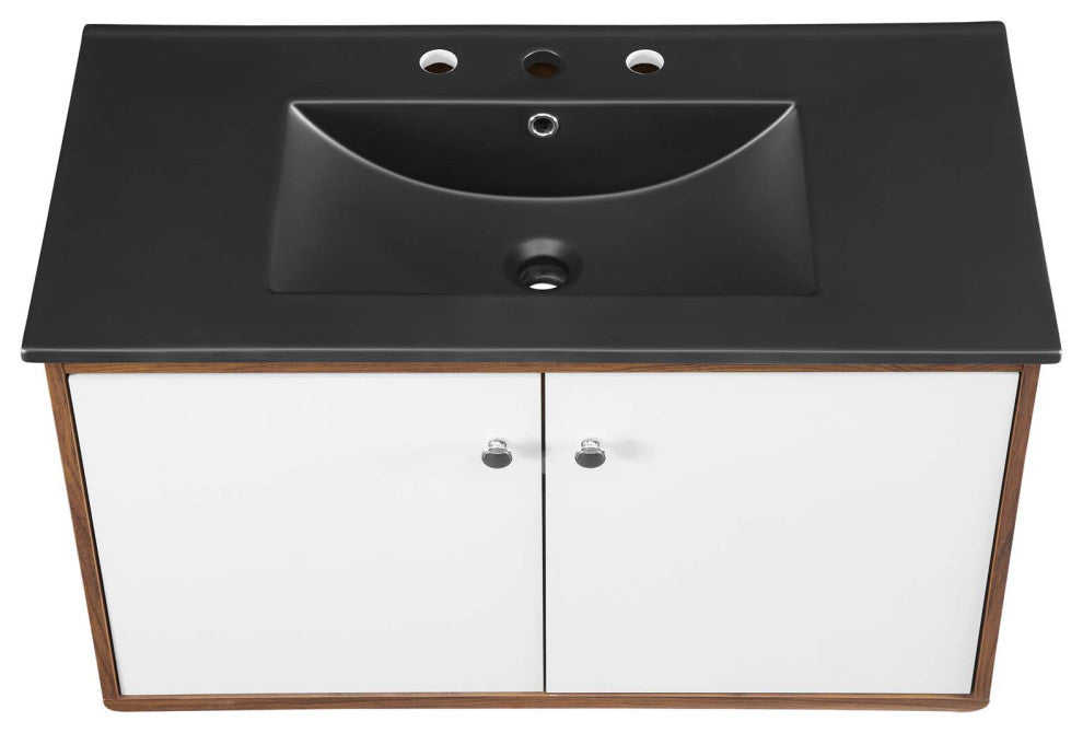 Transmit 36" Wall-Mount Bathroom Vanity - Walnut Black