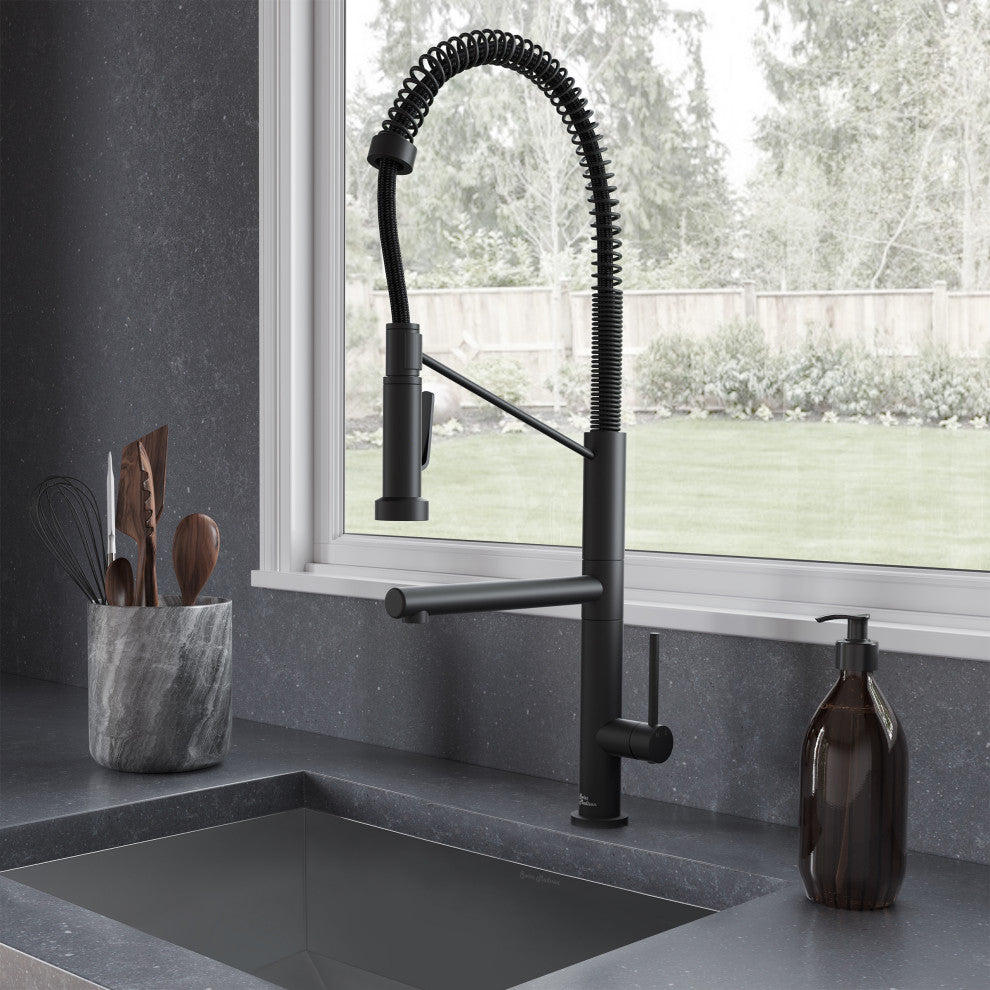 Nouvet Single Handle, Pull-Down Kitchen Faucet With Pot Filler, Matte Black