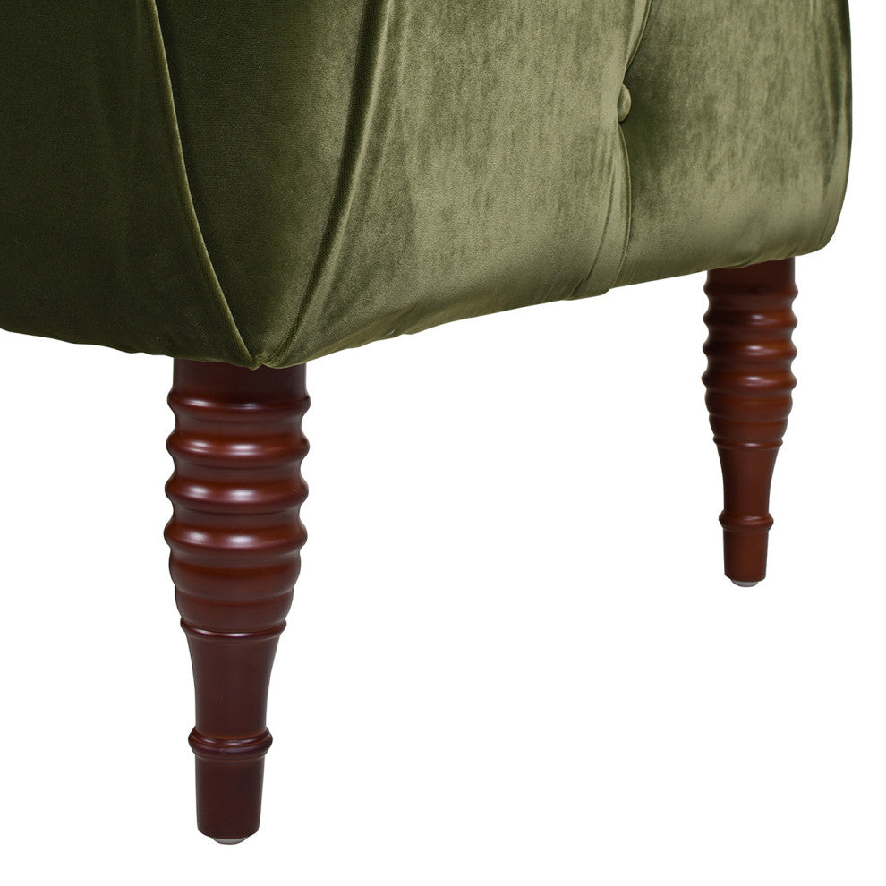 Samuel Velvet Tufted Chaise Lounge, Right-Arm Facing, Olive Green Performance Velvet