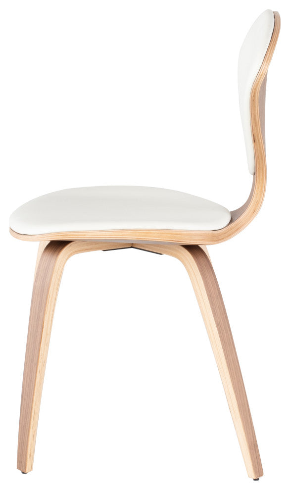 Satine Dining Chair in American Walnut and White Leather by Nuevo