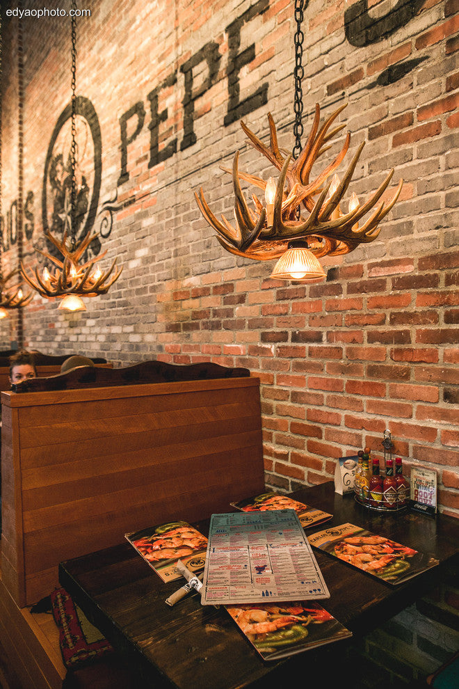 Whitetail Deer 9 Antler Cascade Chandelier with Downlight