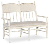 Americana Wood Dining Bench with Beige Fabric Seat by Hooker Furniture