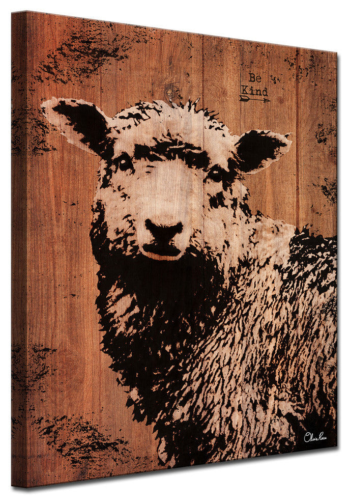 Ready2HangArt Farmhouse 'Sheep' Wrapped Canvas Animal Wall Art, 16"x20"