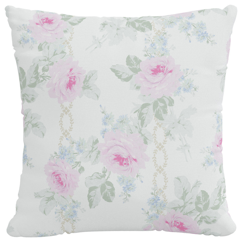 Rachel Ashwell 20" Decorative Pillow, Feather Insert, Sc Royal Bouquet Pink