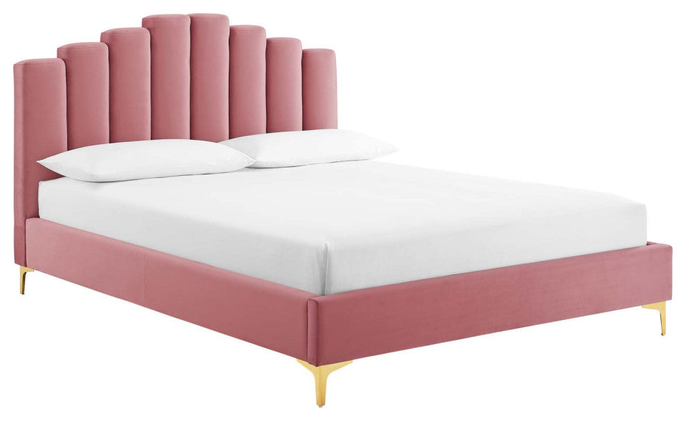 Olivia Queen Performance Velvet Platform Bed