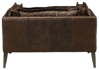 Top Grain Leather Accent Chair, Distress Chocolate