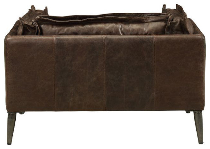 Top Grain Leather Accent Chair, Distress Chocolate