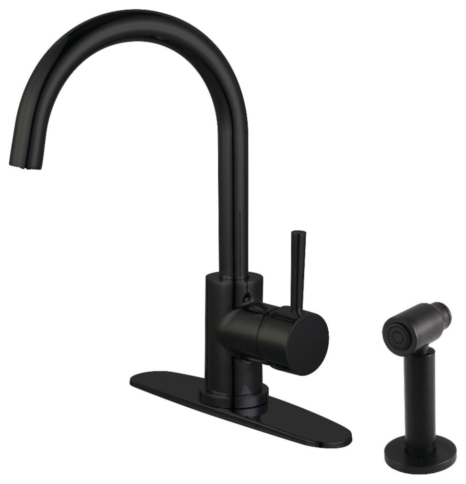 LS8570DLBS Concord Single-Handle Kitchen Faucet With Brass Sprayer, Matte Black