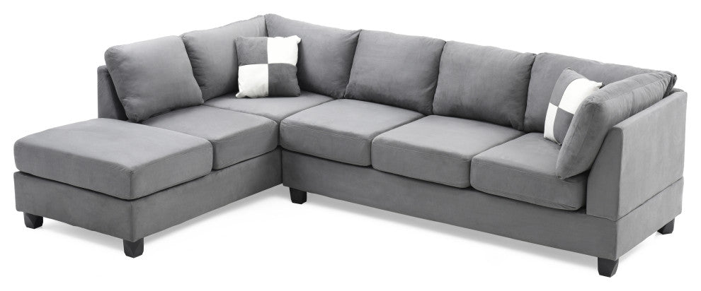 Solana Micro Suede Sectional, Grey Micro Suede