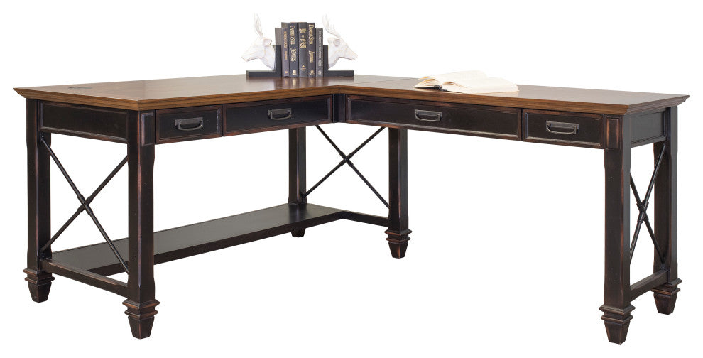 Hartford Wood Open L-Desk and Return