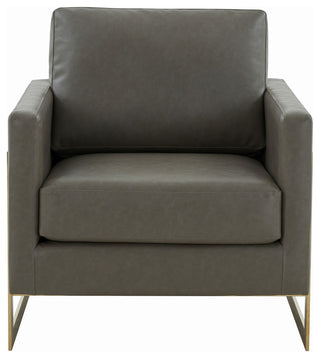 Leisuremod Lincoln Modern Upholstered Leather Accent Armchair With Gold Frame