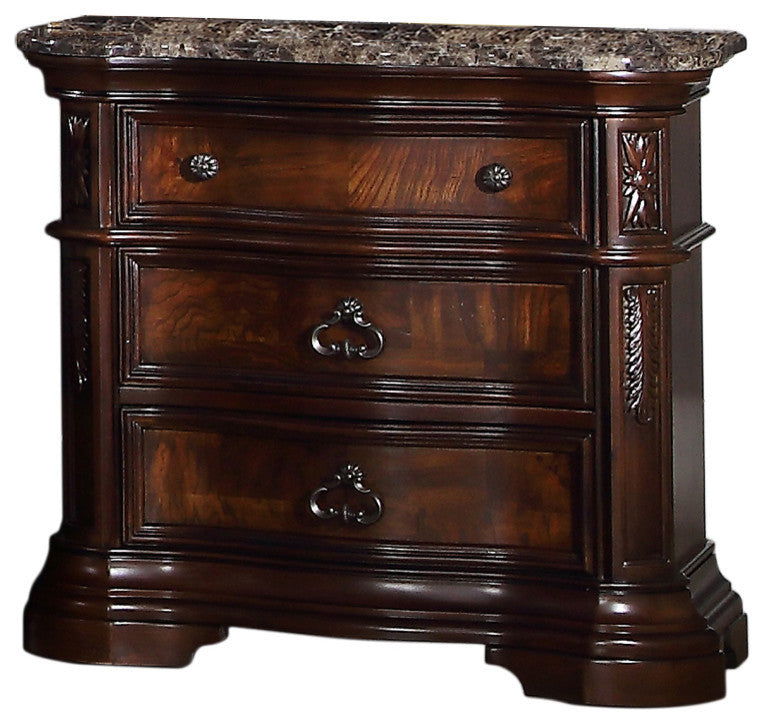 Barney's Traditional Walnut Nightstand With Marble