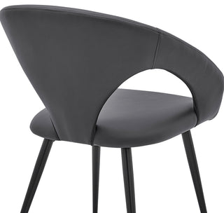 Elin Gray Faux Leather and Black Metal Dining Chairs - Set of 2