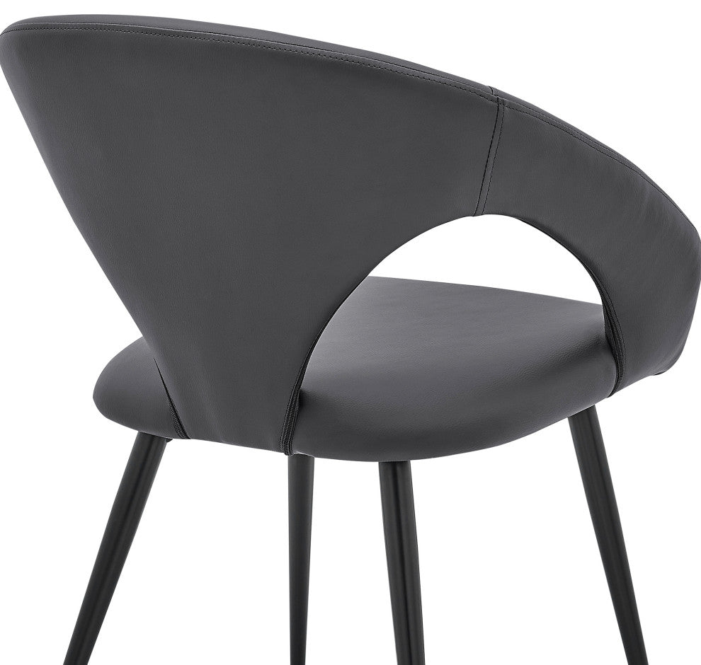 Elin Gray Faux Leather and Black Metal Dining Chairs - Set of 2