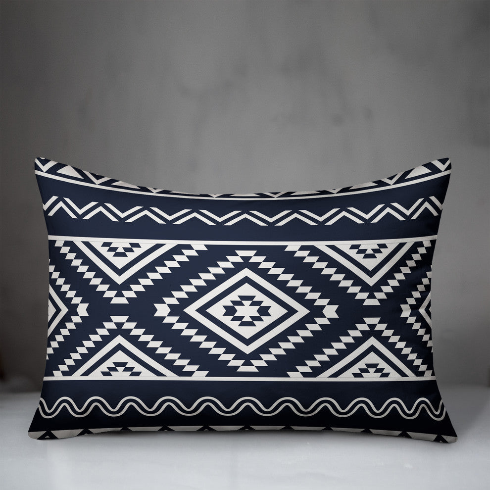 Navy Tribal Pattern 14x20 Lumbar Pillow