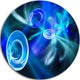 Blue Fractal Desktop Wallpaper, Abstract Disc Metal Artwork, 38"