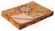 50" X 70" Orange and Blue Kantha Cotton Floral Throw Blanket with Embroidery