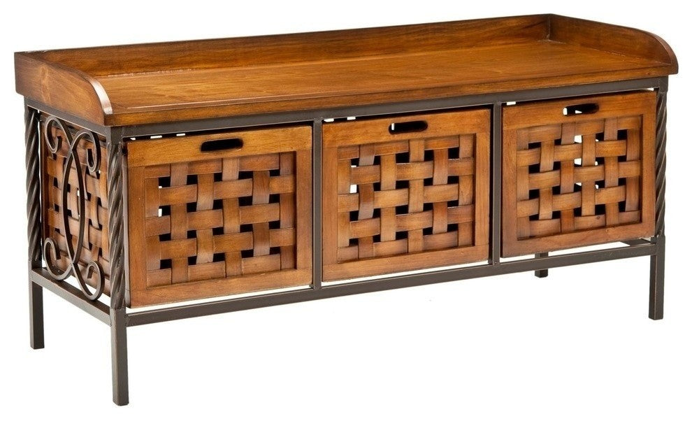 Safavieh Isaac 3-Drawer Wooden Storage Bench, Filbert Brown