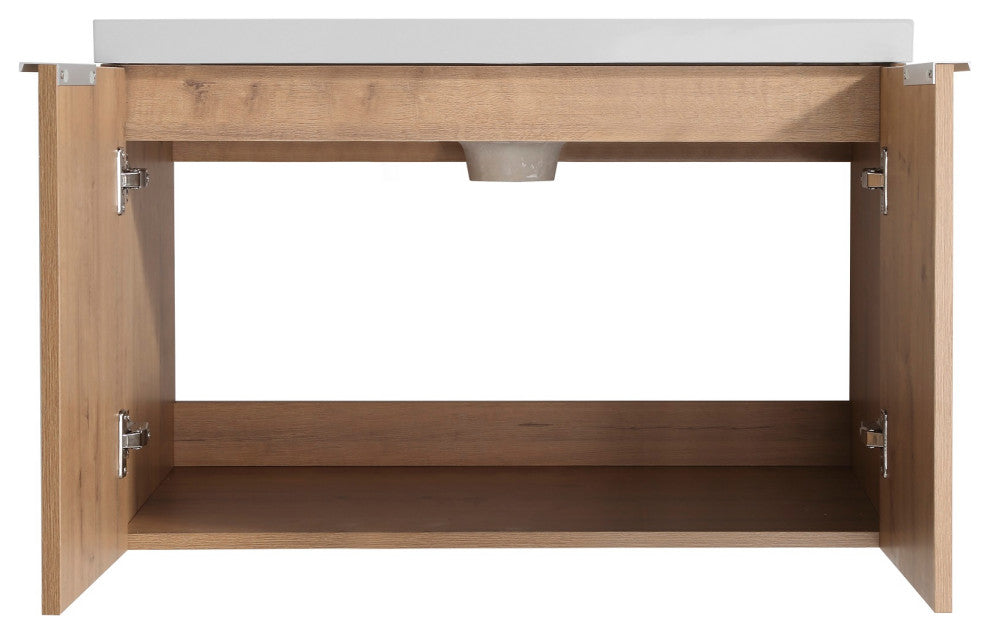 BNK 30" Bathroom Vanity with Resin Sink, Modern Design with Soft Close Doors, Imitative Oak