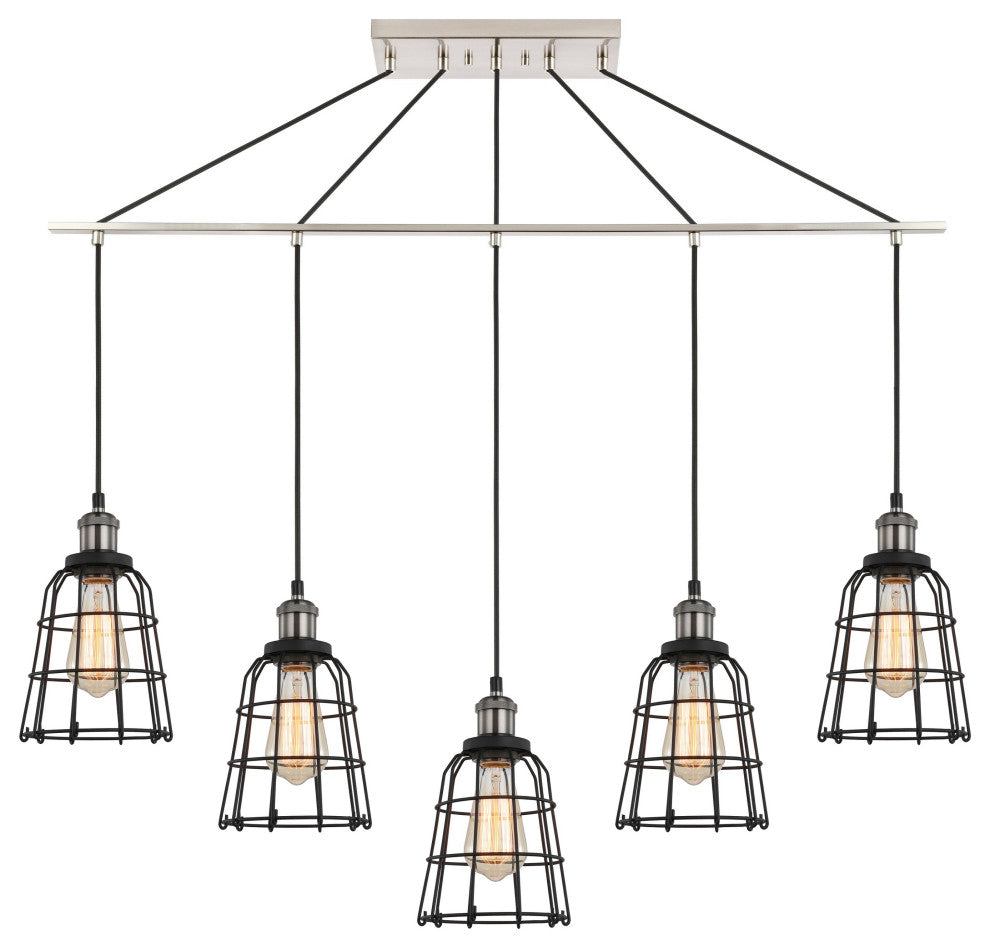 Woodbridge Lighting Fulton 5-Light Wire Cage Linear Pendant with ST64 Bulb