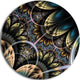 Symmetrical Dark Orange Fractal Flower, Digital Disc Metal Artwork, 11"