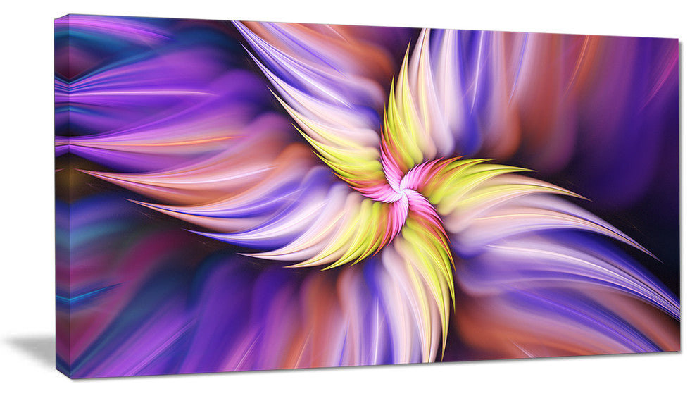 Purple Yellow Rotating Flower, Floral Canvas Art Print, 32"x16"