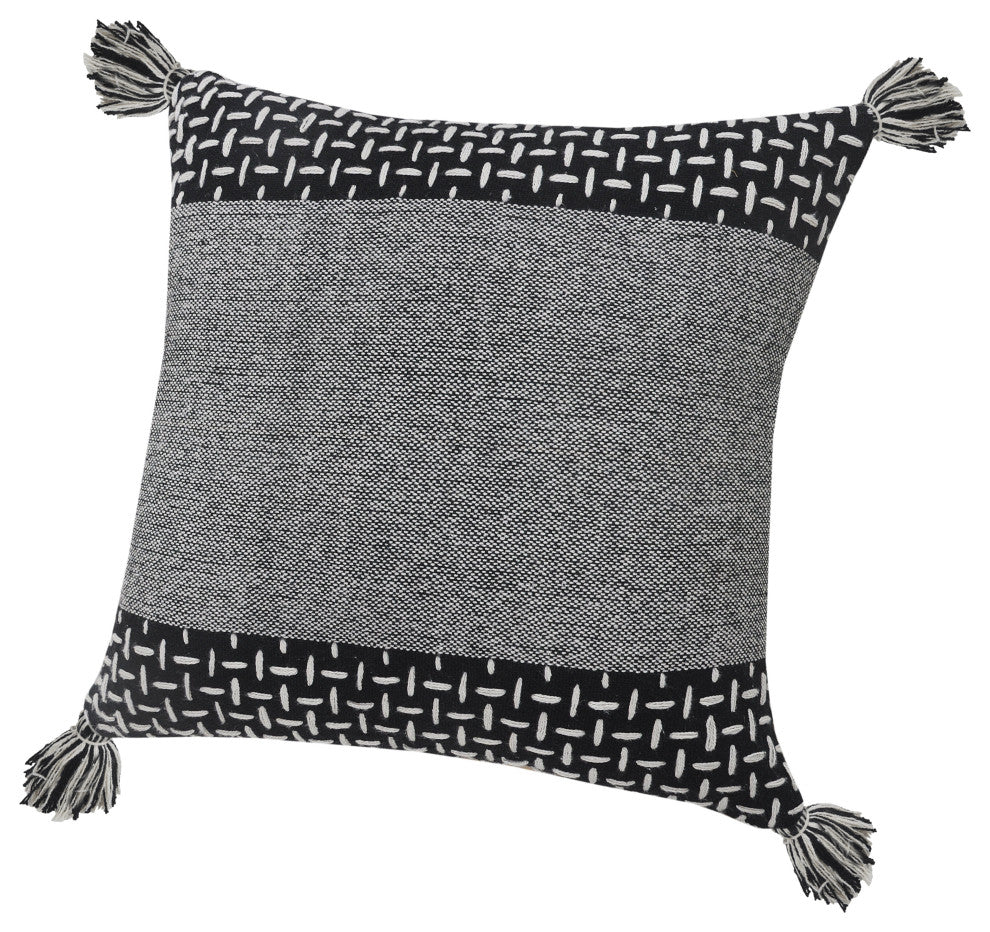 Interwoven Dash Geometric Throw Pillow with Tassels