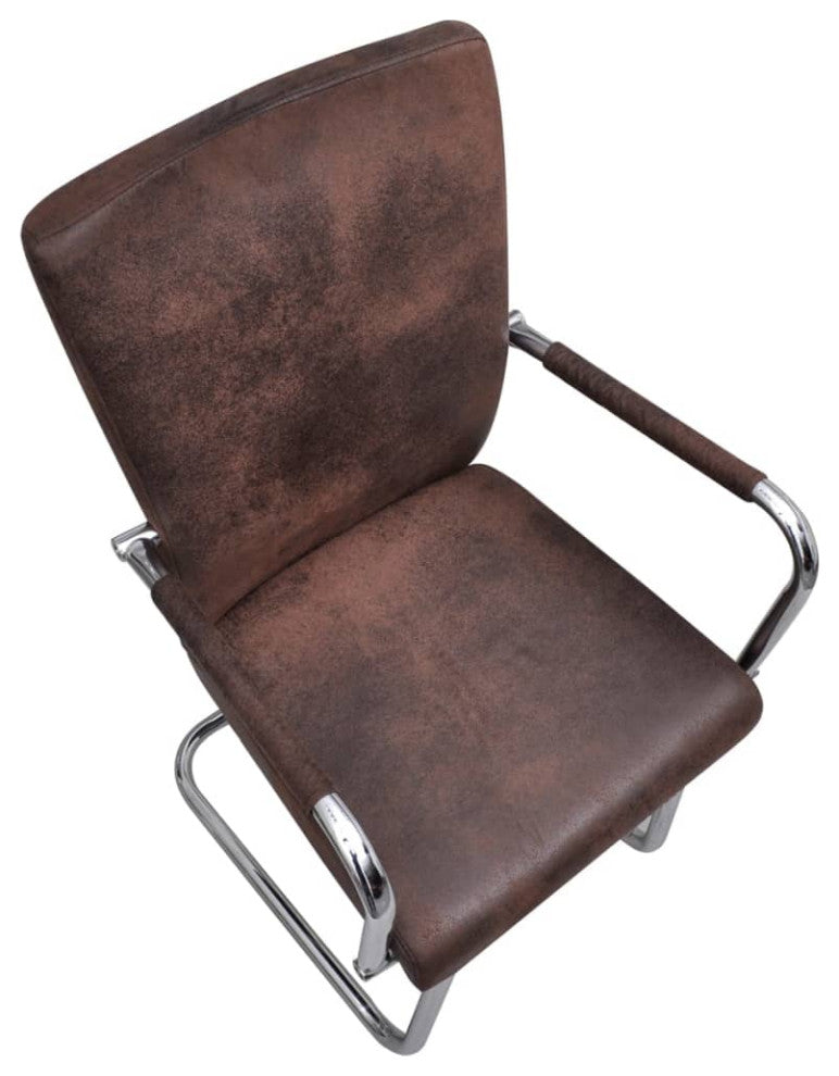 vidaXL Dining Chair 6 Pcs Upholstered Dining Side Chair Brown Faux Suede Leather