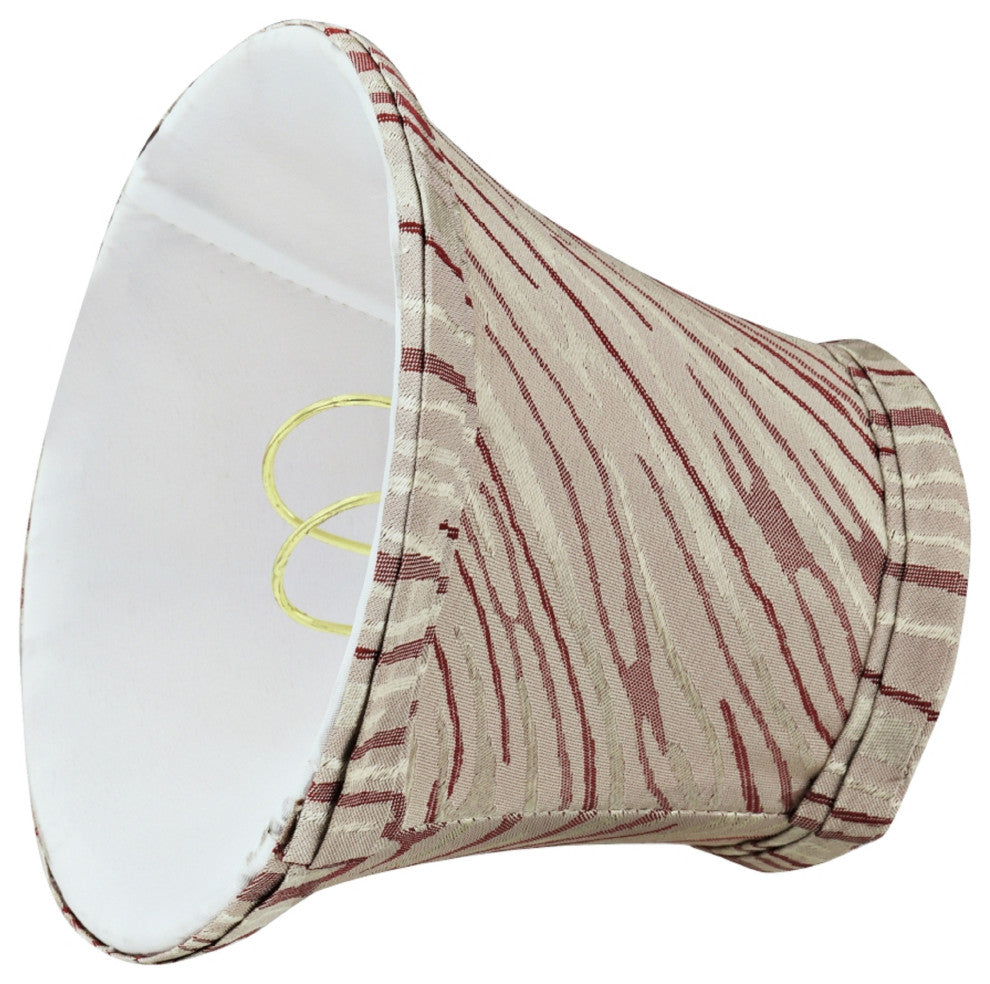30006-2 Bell Chandelier Clip On Lamp Shade Off White & Red Striping 3"x5"x4"