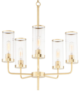 Maxim 11475CR Crosby 5 Light 24"W Pillar Candle Chandelier - Satin Brass