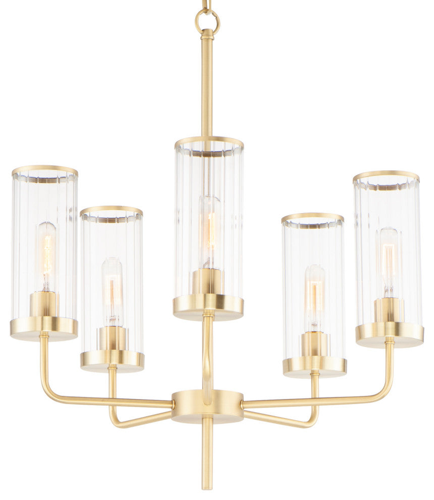 Maxim 11475CR Crosby 5 Light 24"W Pillar Candle Chandelier - Satin Brass