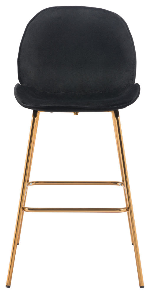 Siena Bar Chair, Set of 2 Black & Gold
