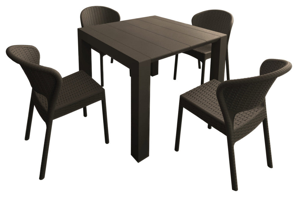 Compamia Daytona 5-Piece Extendable Dining Set, Brown