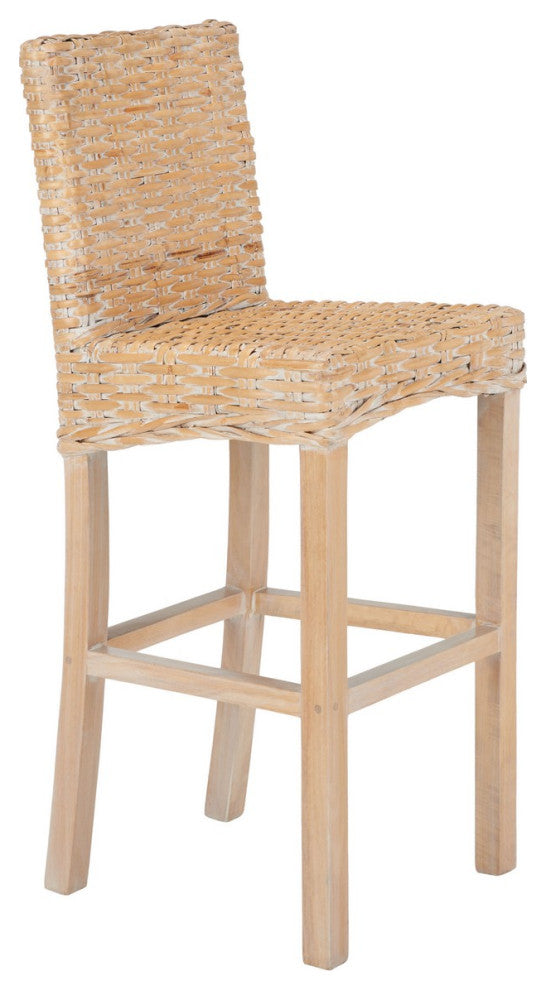 Safavieh Tobie Rattan Bar Stool, White Washed