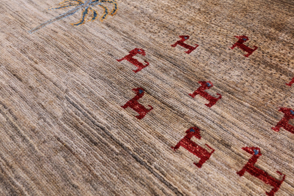 6' 7" X 9' 7" Hand-Knotted Persian Gabbeh Tribal Wool Rug Q9757