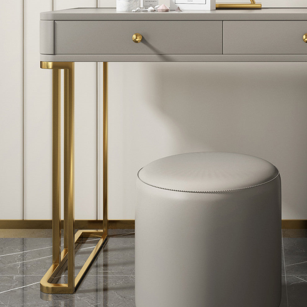 Makeup Vanity Set with Drawers Retractable Dressing Table Stool & Mirror