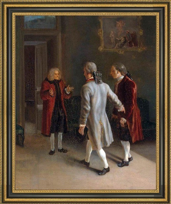 Jean Huber Voltaire Welcoming his Guests Framed Premium Canvas Print, 16"x20"