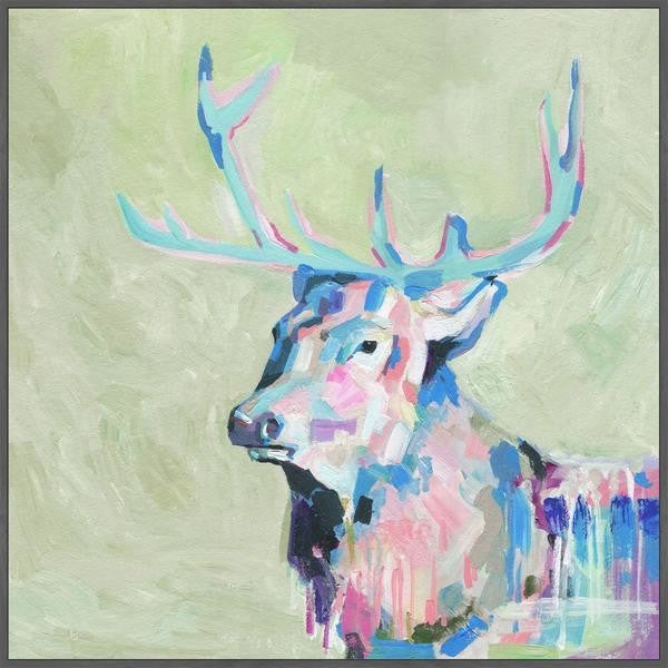 "Mystical Deer" Floater Framed Painting Print on Canvas, 18"x18"