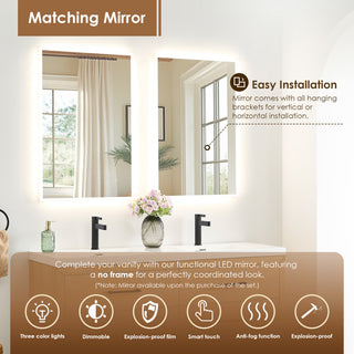 Sigrid Bathroom Vanity, White Oak, 60", With Mirror